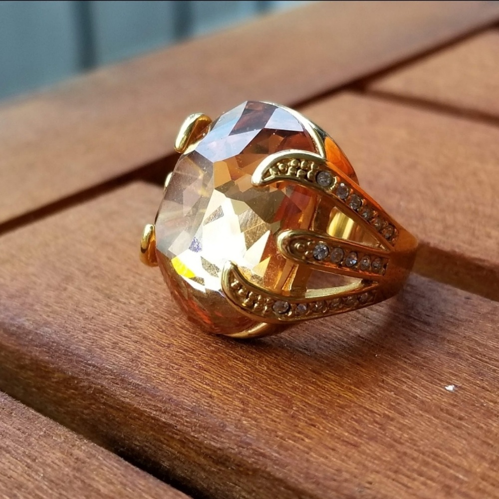 Golden Pave Citrine Cocktail Ring
